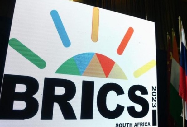 남아공에서 개최되는 브릭스(BRICS) 정상화의 홍보판. 데일리 뉴스 비디오 갈무리